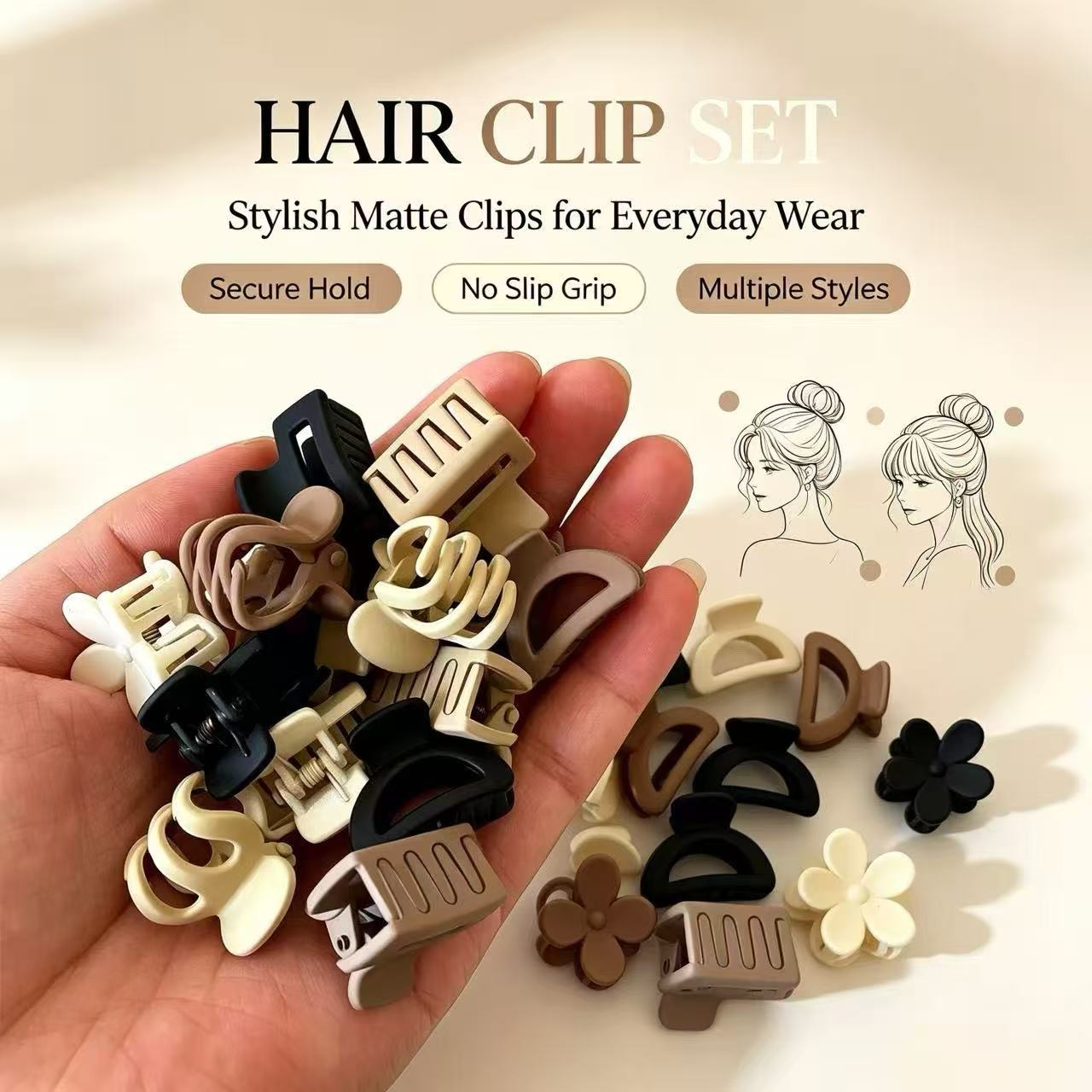 Travel Accessories To Gift - 10/20/30pcs Beige Mixed Pack Small Clips,