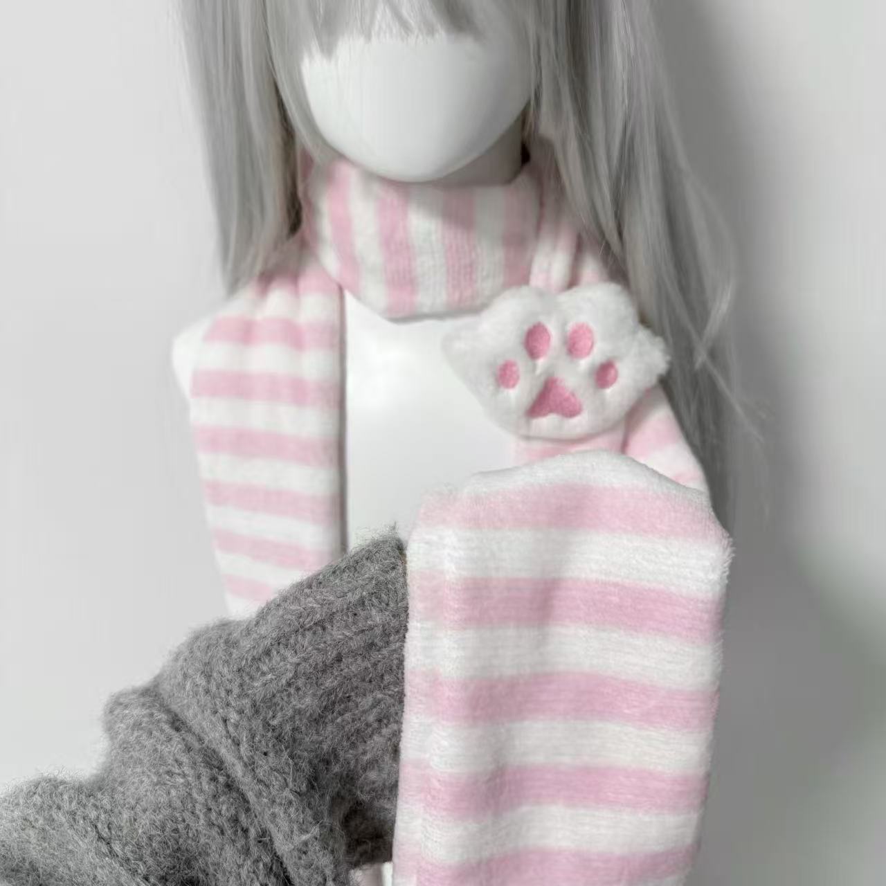 Kawaii Kniied Scarf Cat Paw De - Travel Accessories Aesthetic recension och pris