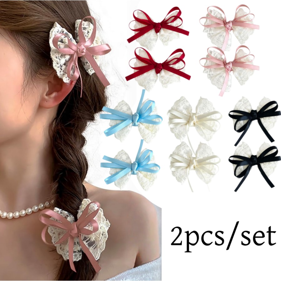 2pcs/set Cute Lace Bow Hair Cl - Travel Accessories With Kids recension och pris