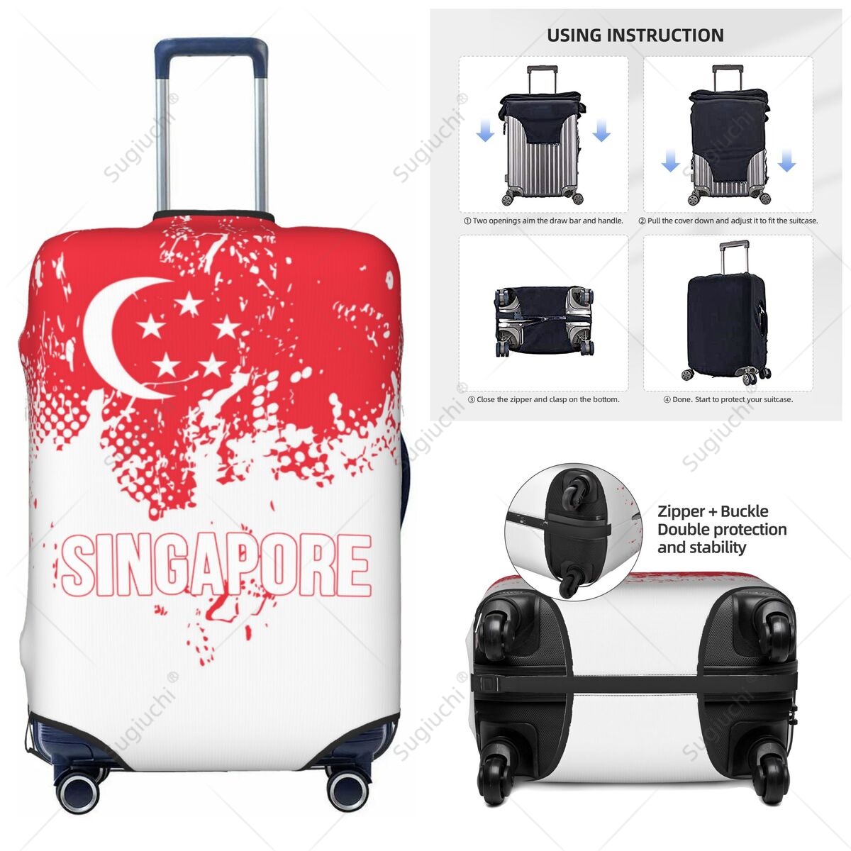 Singapore Flag Luggage Cover S - Travel Accessories Singapore recension och pris